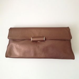 BCBG Max Azria Bronze Leather Convertible Clutch